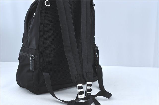 Authentic PRADA Nylon Tessuto Leather Backpack 2VZ025 Black J1802