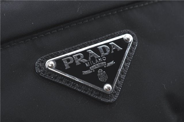 Authentic PRADA Nylon Tessuto Leather Backpack 2VZ025 Black J1802