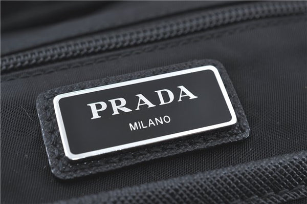 Authentic PRADA Nylon Tessuto Leather Backpack 2VZ025 Black J1802