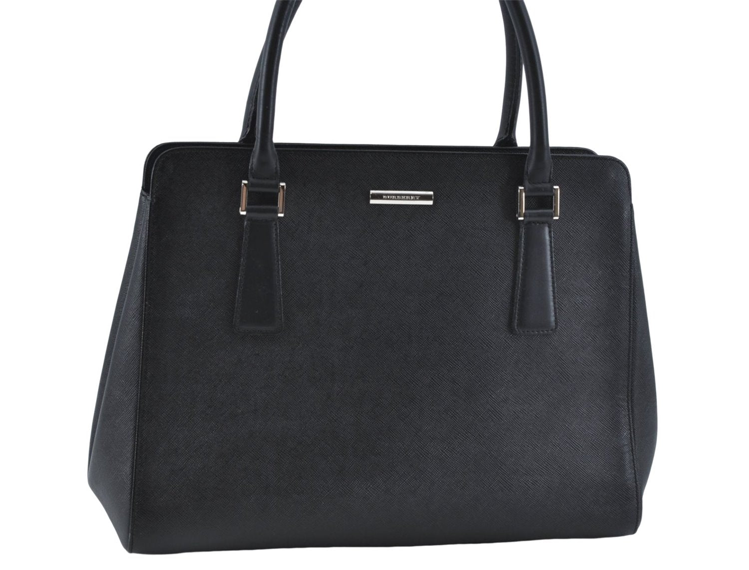 Authentic BURBERRY Vintage Leather Shoulder Hand Bag Purse Black J1803