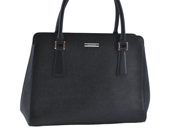 Authentic BURBERRY Vintage Leather Shoulder Hand Bag Purse Black J1803