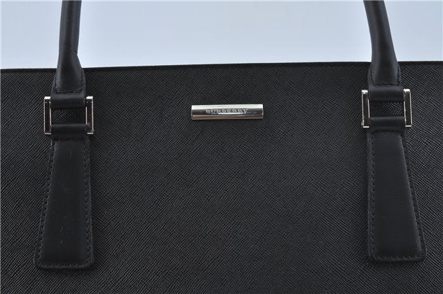 Authentic BURBERRY Vintage Leather Shoulder Hand Bag Purse Black J1803