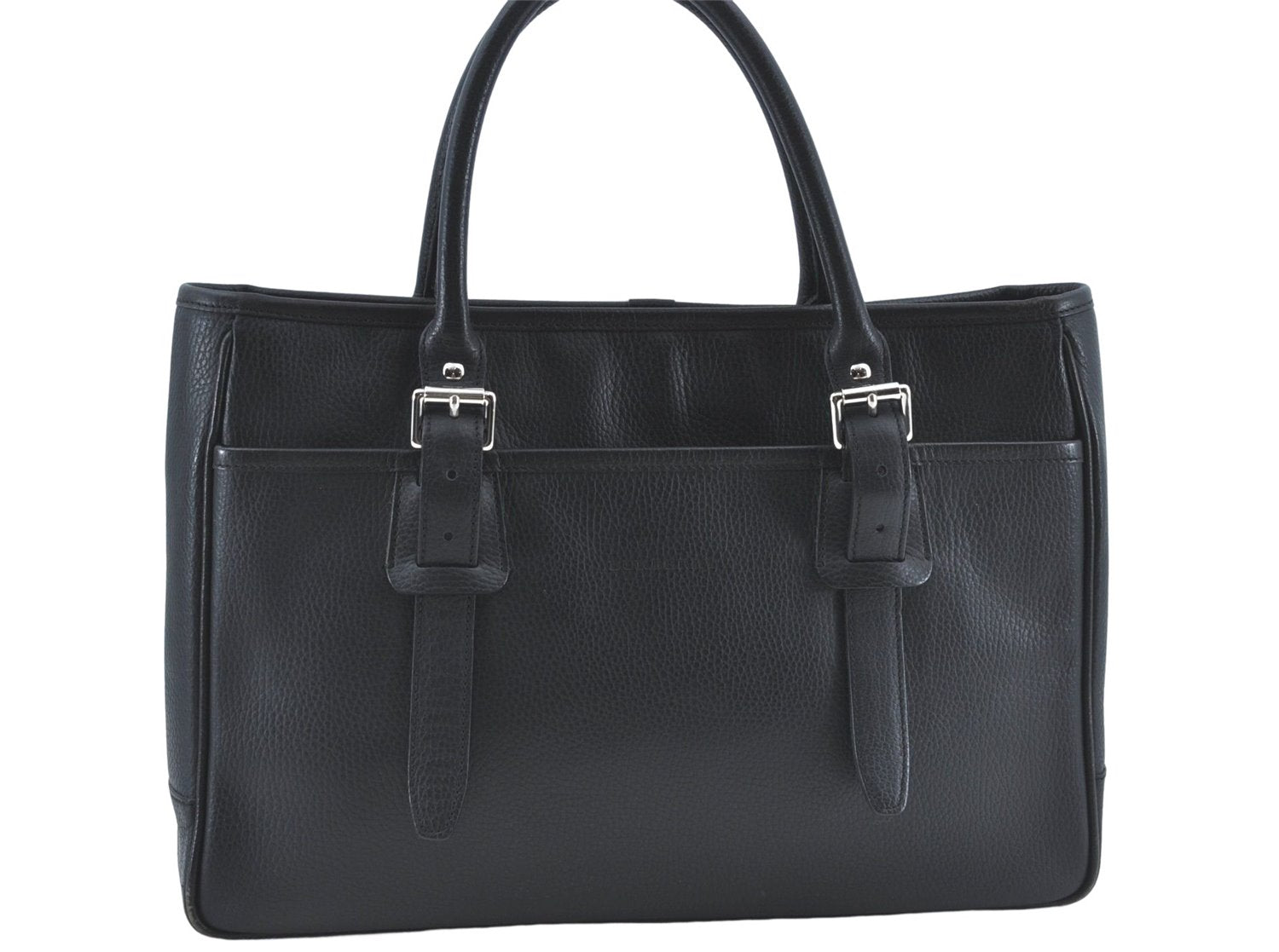 Authentic BURBERRY Vintage Shoulder Tote Bag Leather Black J1805