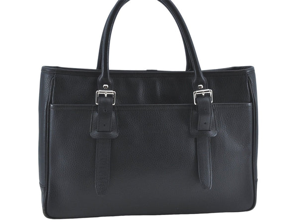 Authentic BURBERRY Vintage Shoulder Tote Bag Leather Black J1805
