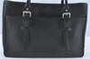 Authentic BURBERRY Vintage Shoulder Tote Bag Leather Black J1805