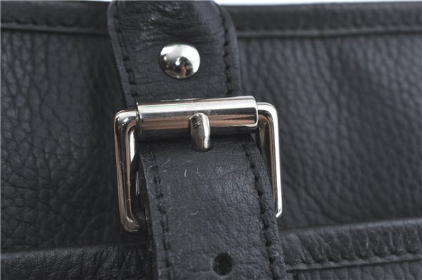 Authentic BURBERRY Vintage Shoulder Tote Bag Leather Black J1805