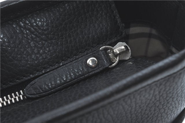 Authentic BURBERRY Vintage Shoulder Tote Bag Leather Black J1805