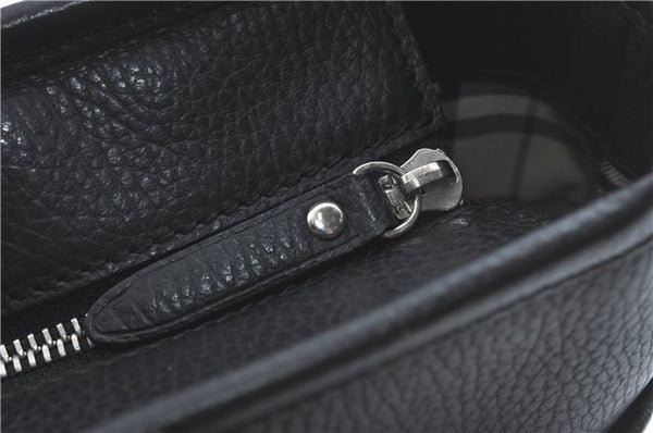 Authentic BURBERRY Vintage Shoulder Tote Bag Leather Black J1805