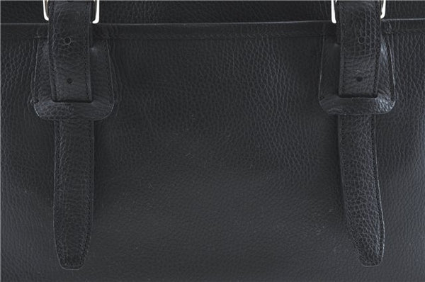 Authentic BURBERRY Vintage Shoulder Tote Bag Leather Black J1805