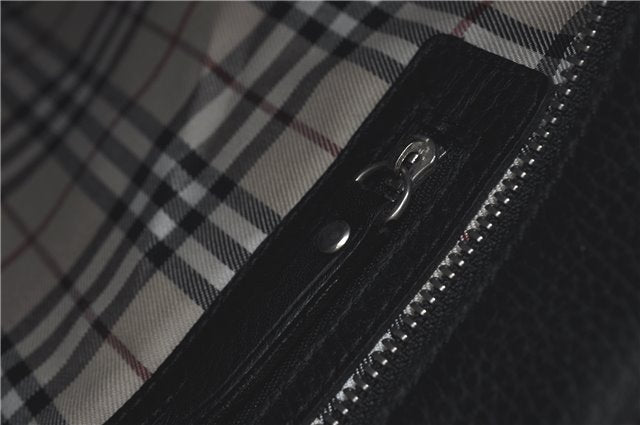 Authentic BURBERRY Vintage Shoulder Tote Bag Leather Black J1805