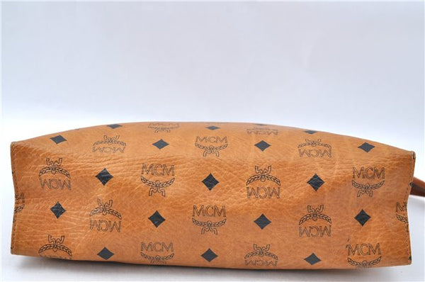 Authentic MCM Visetos Leather Vintage Clutch Hand Bag Purse Brown J1807