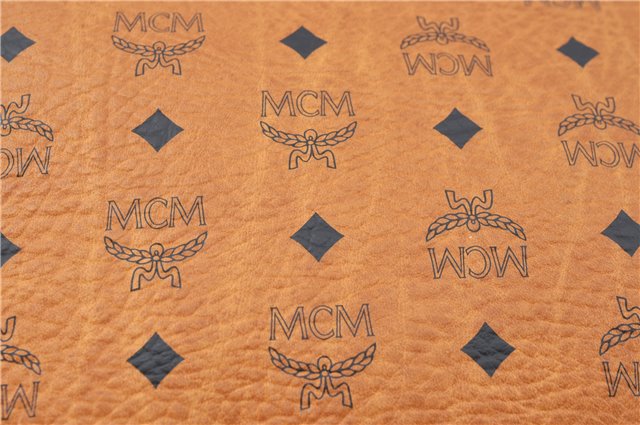 Authentic MCM Visetos Leather Vintage Clutch Hand Bag Purse Brown J1807