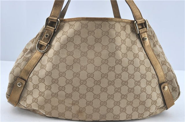 Authentic GUCCI Abbey Shoulder Tote Bag GG Canvas Leather 130736 Beige J1808