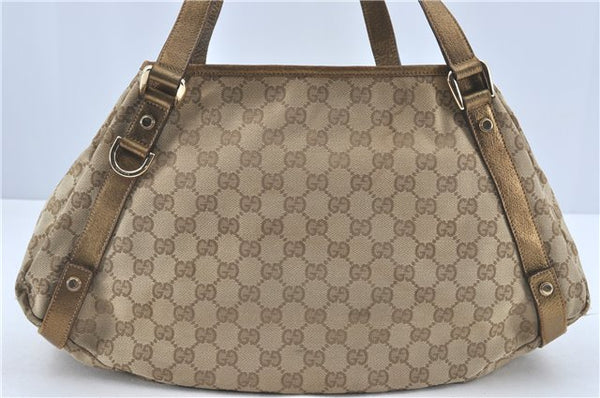 Authentic GUCCI Abbey Shoulder Tote Bag GG Canvas Leather 130736 Beige J1808