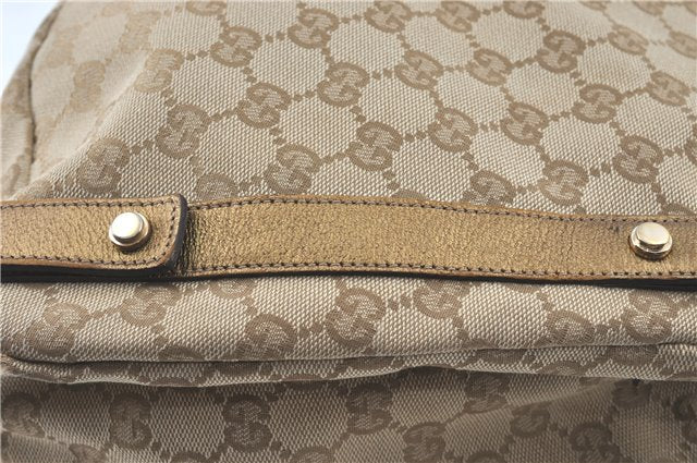 Authentic GUCCI Abbey Shoulder Tote Bag GG Canvas Leather 130736 Beige J1808