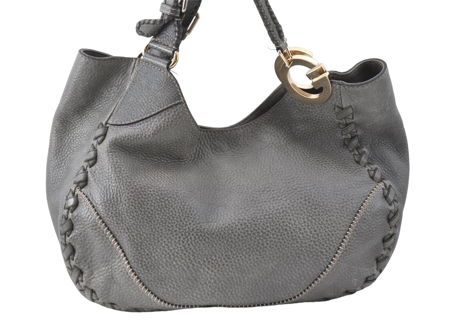 Authentic GUCCI Shoulder Tote Bag Purse Leather 218782 Gray J1810