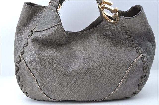 Authentic GUCCI Shoulder Tote Bag Purse Leather 218782 Gray J1810