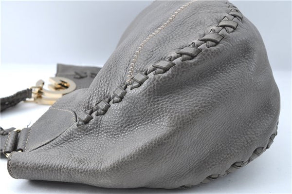 Authentic GUCCI Shoulder Tote Bag Purse Leather 218782 Gray J1810