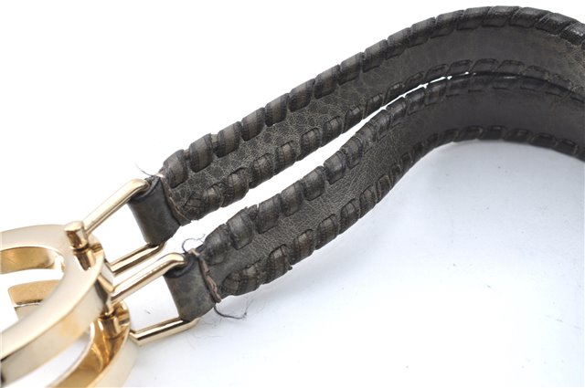 Authentic GUCCI Shoulder Tote Bag Purse Leather 218782 Gray J1810