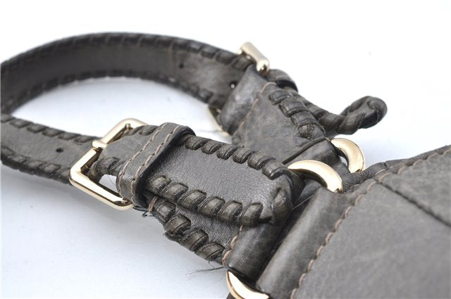 Authentic GUCCI Shoulder Tote Bag Purse Leather 218782 Gray J1810