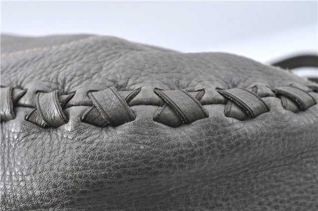 Authentic GUCCI Shoulder Tote Bag Purse Leather 218782 Gray J1810