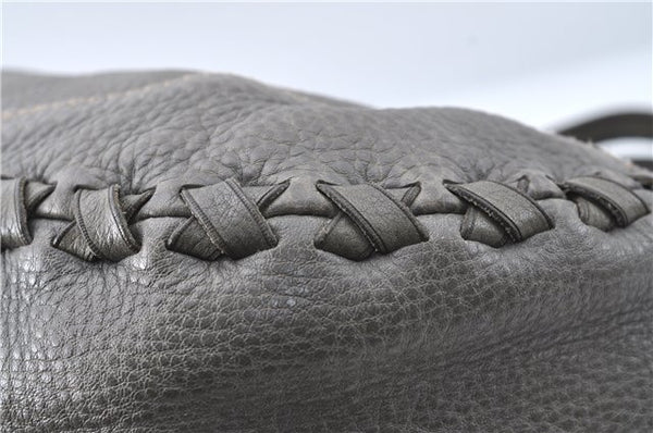 Authentic GUCCI Shoulder Tote Bag Purse Leather 218782 Gray J1810