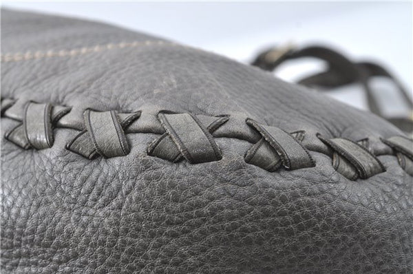 Authentic GUCCI Shoulder Tote Bag Purse Leather 218782 Gray J1810