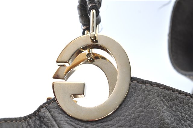 Authentic GUCCI Shoulder Tote Bag Purse Leather 218782 Gray J1810