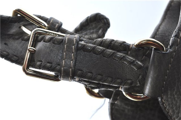 Authentic GUCCI Shoulder Tote Bag Purse Leather 218782 Gray J1810