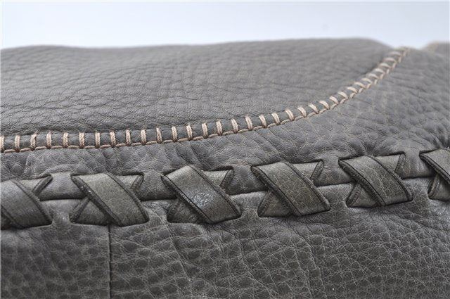 Authentic GUCCI Shoulder Tote Bag Purse Leather 218782 Gray J1810