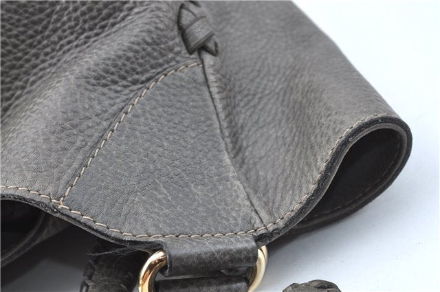Authentic GUCCI Shoulder Tote Bag Purse Leather 218782 Gray J1810