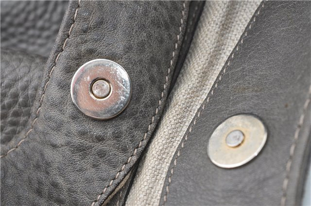 Authentic GUCCI Shoulder Tote Bag Purse Leather 218782 Gray J1810