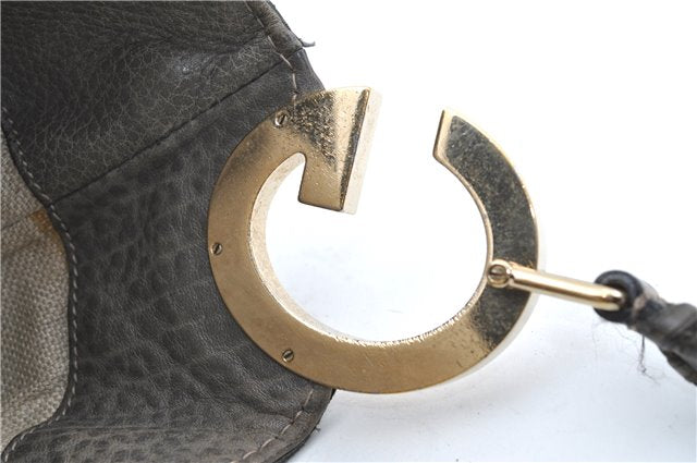 Authentic GUCCI Shoulder Tote Bag Purse Leather 218782 Gray J1810