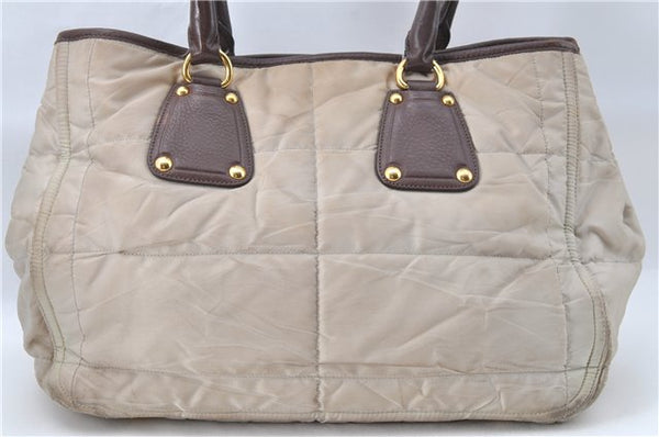 Authentic PRADA Nylon Leather 2Way Shoulder Cross Body Tote Bag Beige J1811