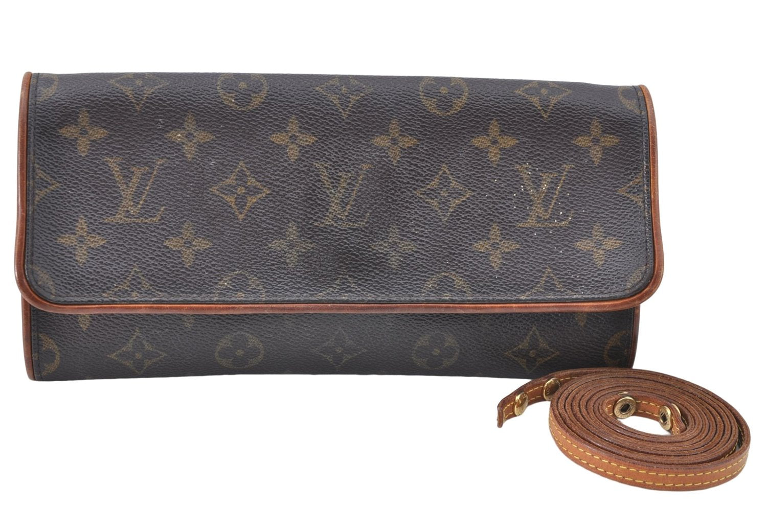 Authentic Louis Vuitton Monogram Pochette Twin GM Shoulder Bag M51852 LV J1818
