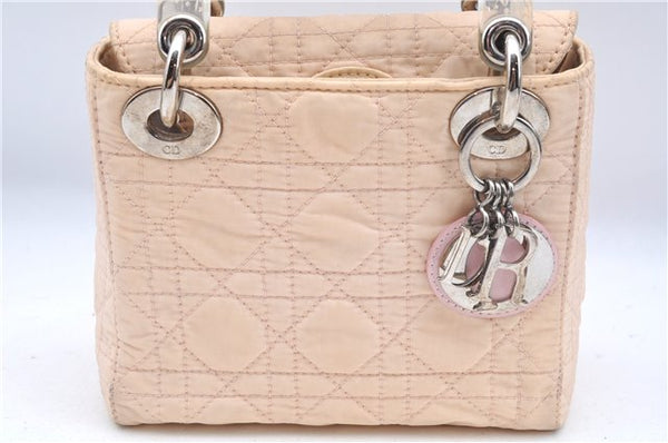 Authentic Christian Dior Cannage Nylon 2Way Shoulder Hand Bag Light Pink J1821