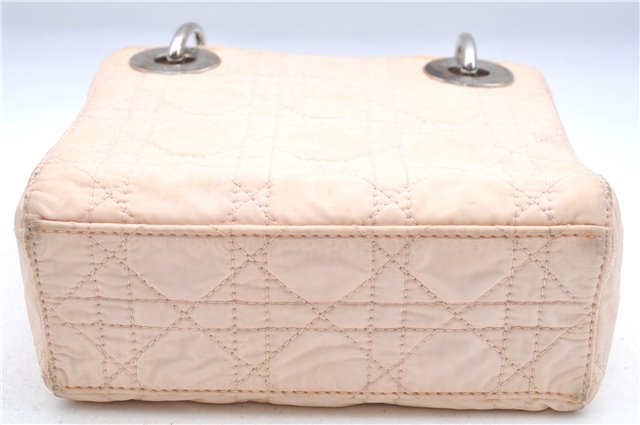 Authentic Christian Dior Cannage Nylon 2Way Shoulder Hand Bag Light Pink J1821