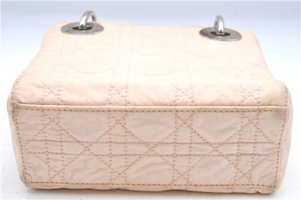 Authentic Christian Dior Cannage Nylon 2Way Shoulder Hand Bag Light Pink J1821