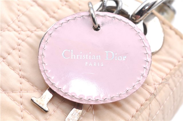 Authentic Christian Dior Cannage Nylon 2Way Shoulder Hand Bag Light Pink J1821