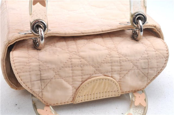 Authentic Christian Dior Cannage Nylon 2Way Shoulder Hand Bag Light Pink J1821