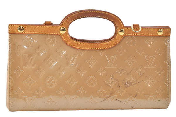 Authentic Louis Vuitton Vernis Roxbury Drive 2Way Hand Bag Beige M91372 LV J1822