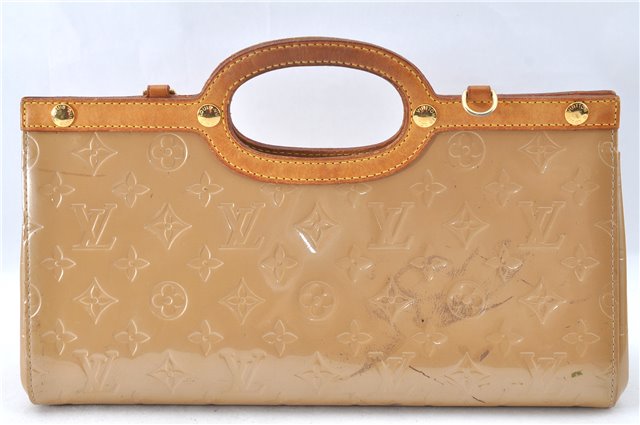 Authentic Louis Vuitton Vernis Roxbury Drive 2Way Hand Bag Beige M91372 LV J1822