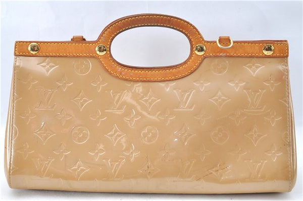 Authentic Louis Vuitton Vernis Roxbury Drive 2Way Hand Bag Beige M91372 LV J1822