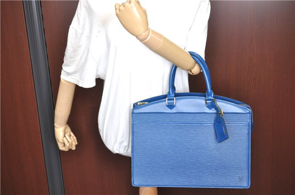 Authentic Louis Vuitton Epi Riviera Hand Bag Blue M48185 LV J1824