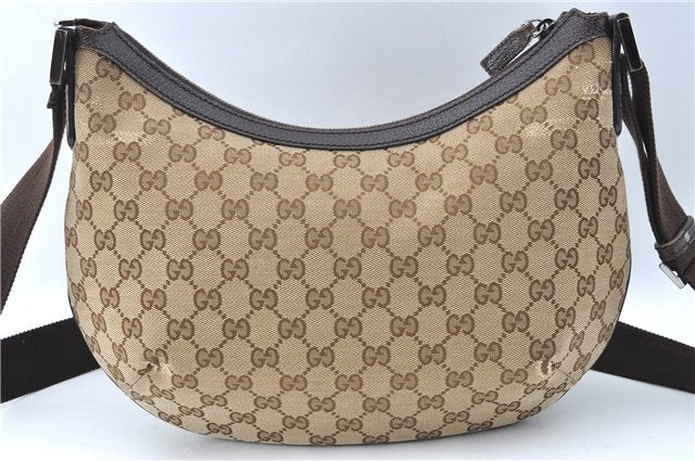 Auth GUCCI Shoulder Cross Body Bag Purse GG Canvas Leather 181092 Brown J1825