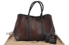 Authentic HERMES Garden Party MM Shoulder Tote Bag Leather Brown J1829