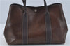 Authentic HERMES Garden Party MM Shoulder Tote Bag Leather Brown J1829