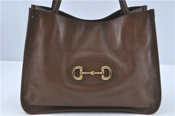 Authentic GUCCI Horsebit Shoulder Tote Bag Leather 623694 Brown J1832