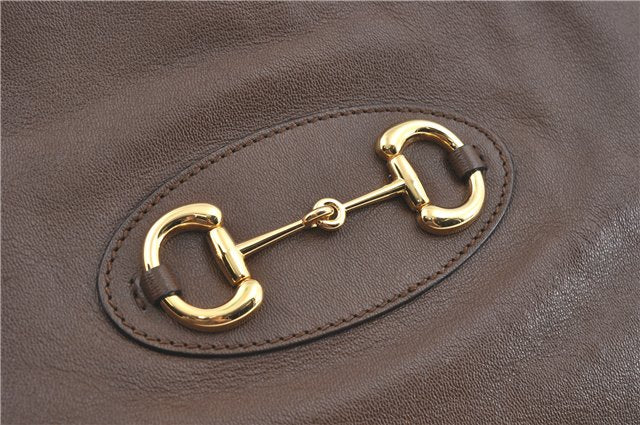 Authentic GUCCI Horsebit Shoulder Tote Bag Leather 623694 Brown J1832