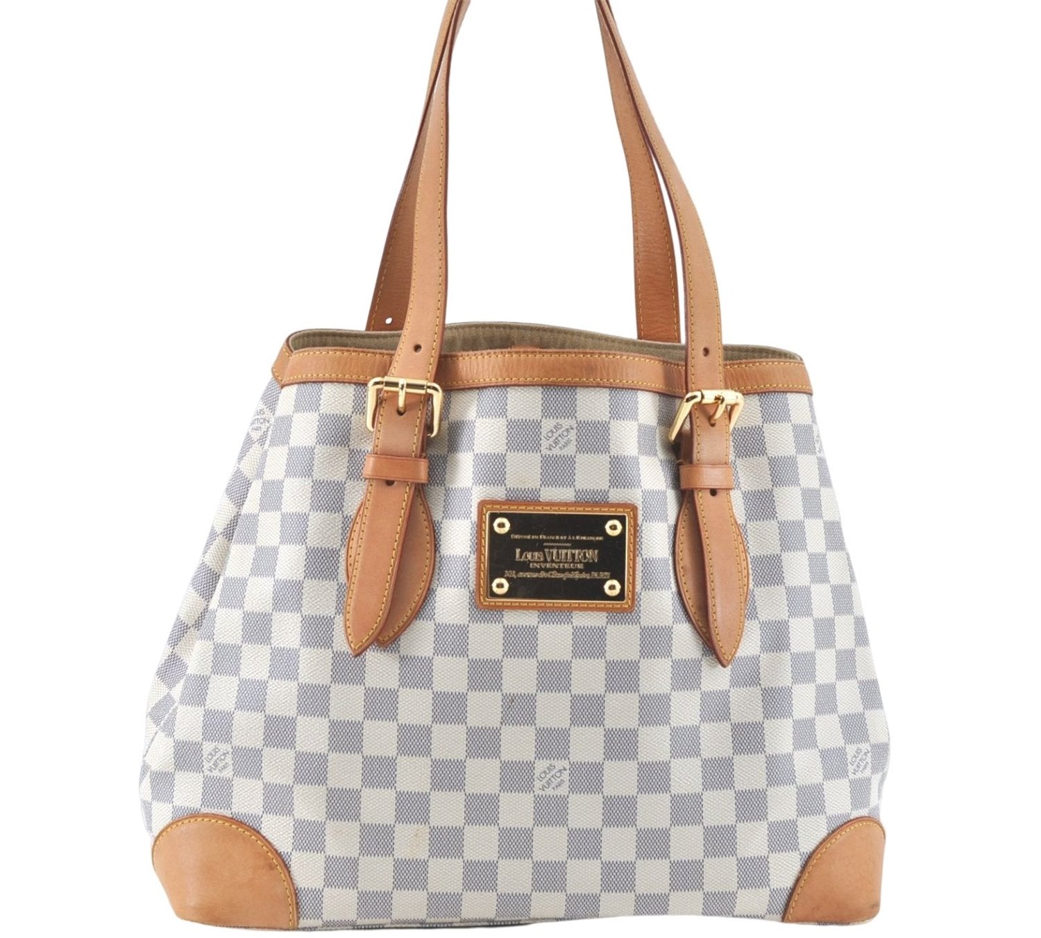 Auth Louis Vuitton Damier Azur Hampstead MM Shoulder Tote Bag N51206 LV J1833